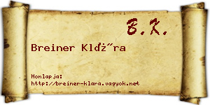 Breiner Klára névjegykártya